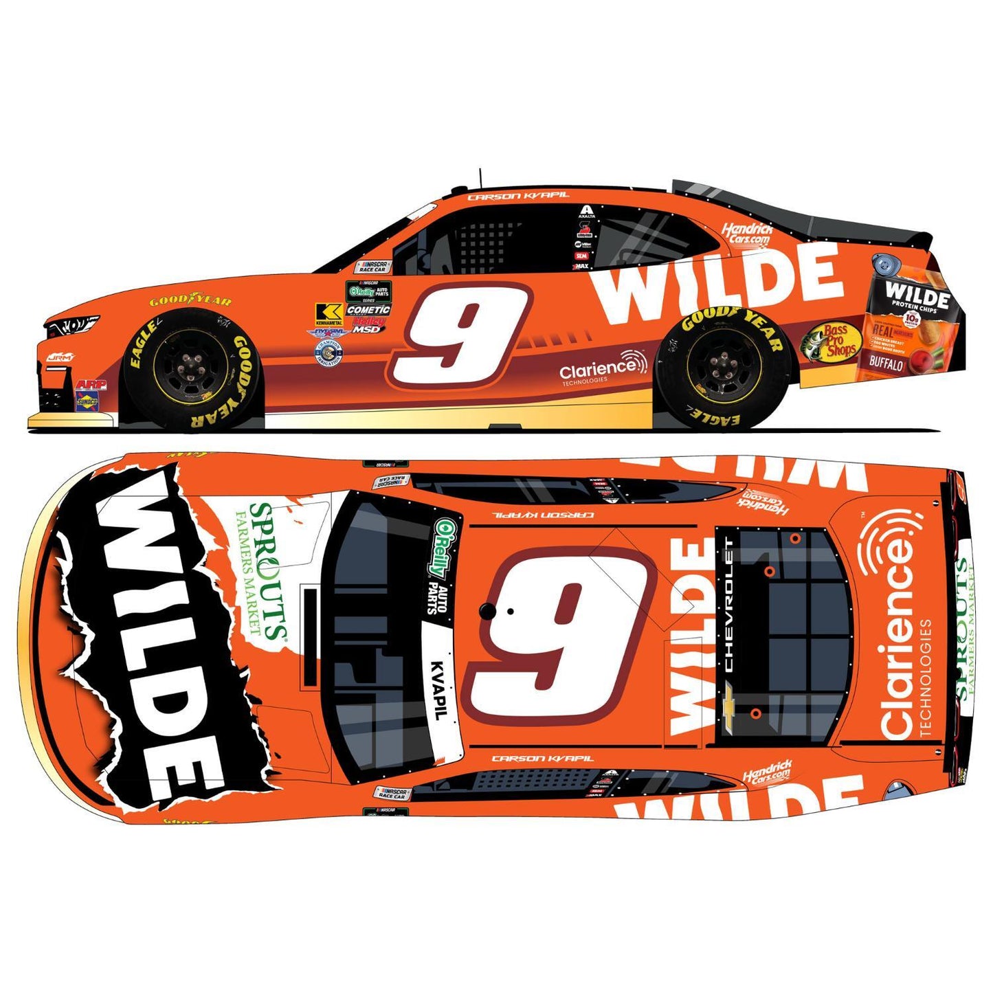 Autographed Carson Kvapil #9 2026 Wilde Buffalo 1:24 HO Die-Cast