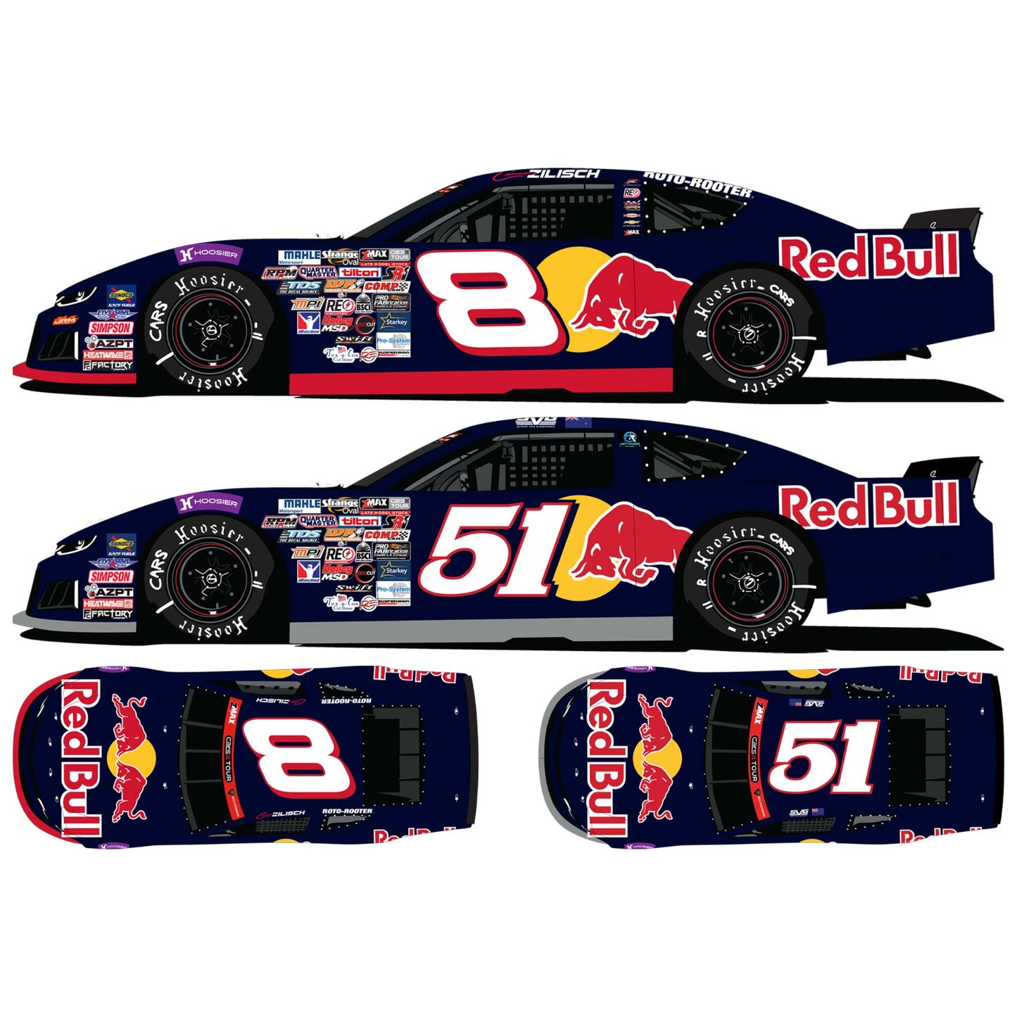 Connor Zilisch #8 / Shane van Gisbergen #51 2026 Red Bull 1:64 Hard Top Two-Car Die-Cast Set