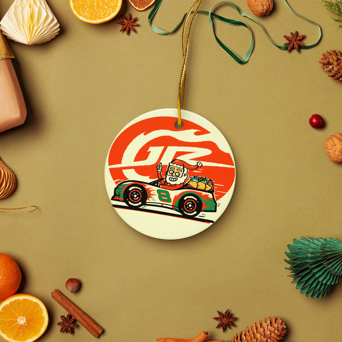 JR Motorsports Santa Ceramic Ornament