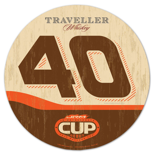 Justin Allgaier #40 Traveller Whiskey 14" Round Wood Sign