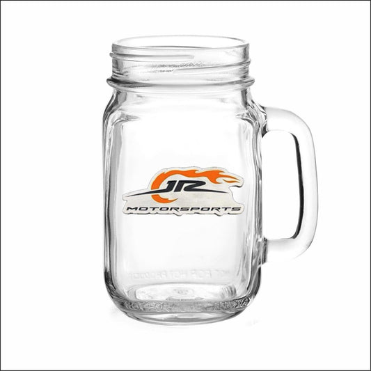 JR Motorsports Pewter Logo 16oz Mason Jar w/ Handle