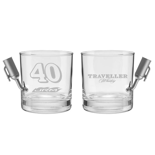 Justin Allgaier #40 Traveller Whiskey BenShot Rocks Glass