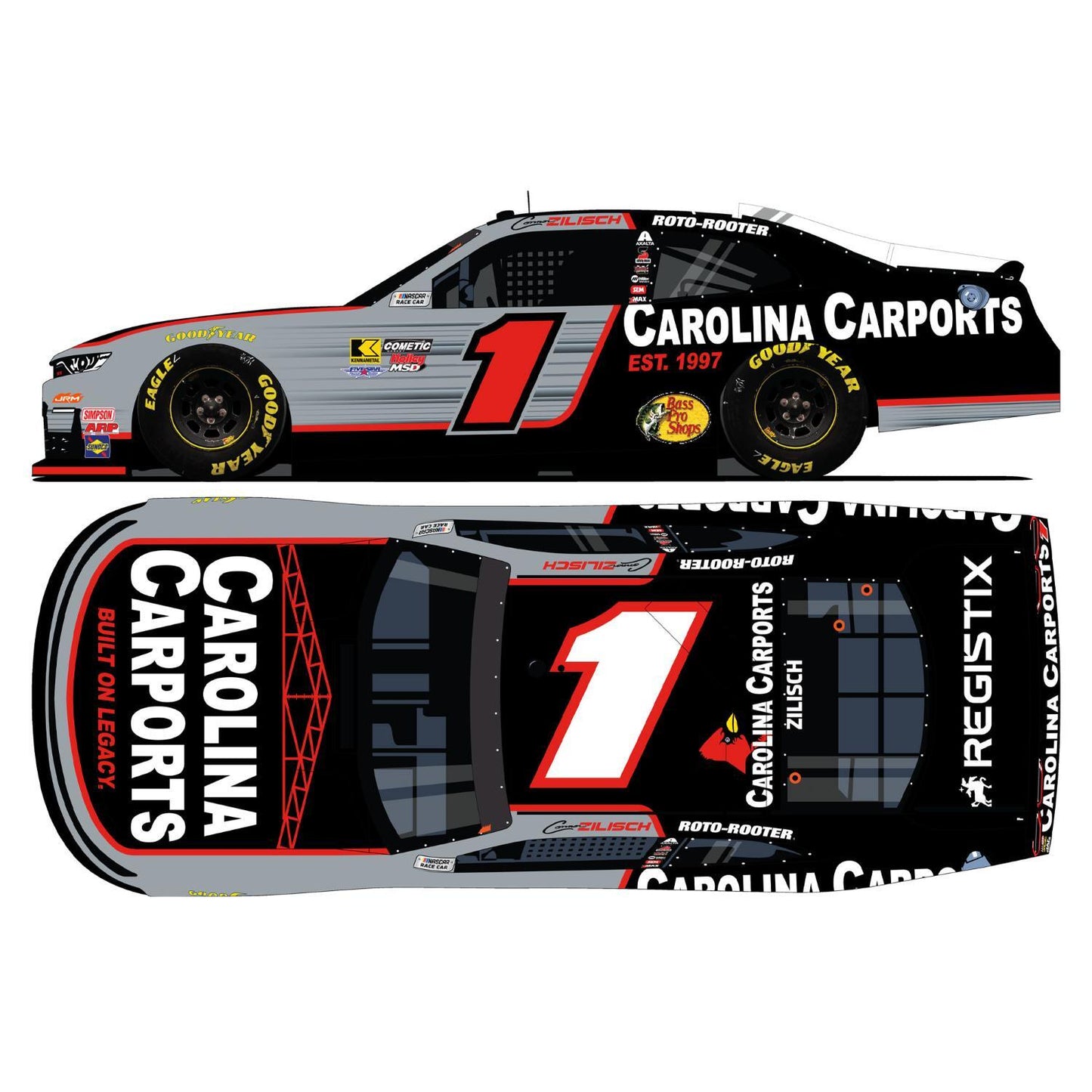 Autographed Connor Zilisch #1 2026 Carolina Carports 1:24 HO Die-Cast