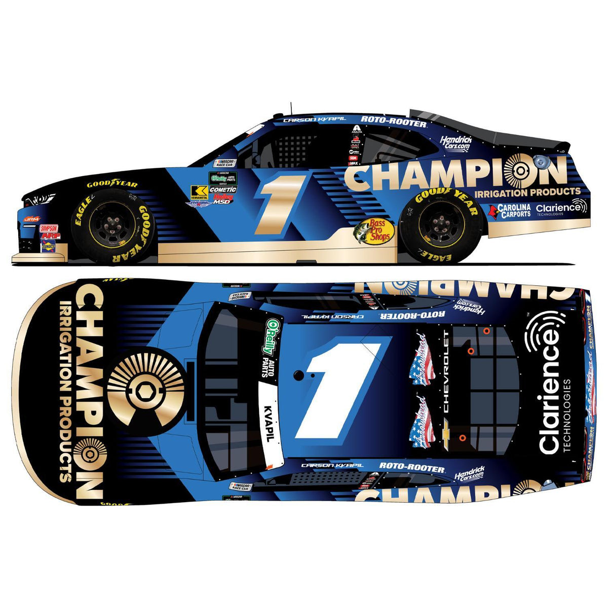 Carson Kvapil #1 2026 Champion Irrigation 1:64 Hard Top Foil Number Die-Cast