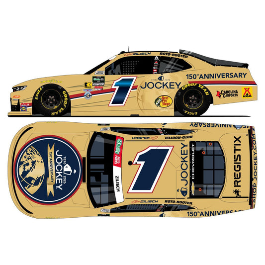 Autographed Connor Zilisch #1 2026 Jockey 150th Anniversary 1:24 HO Foil Number Die-Cast