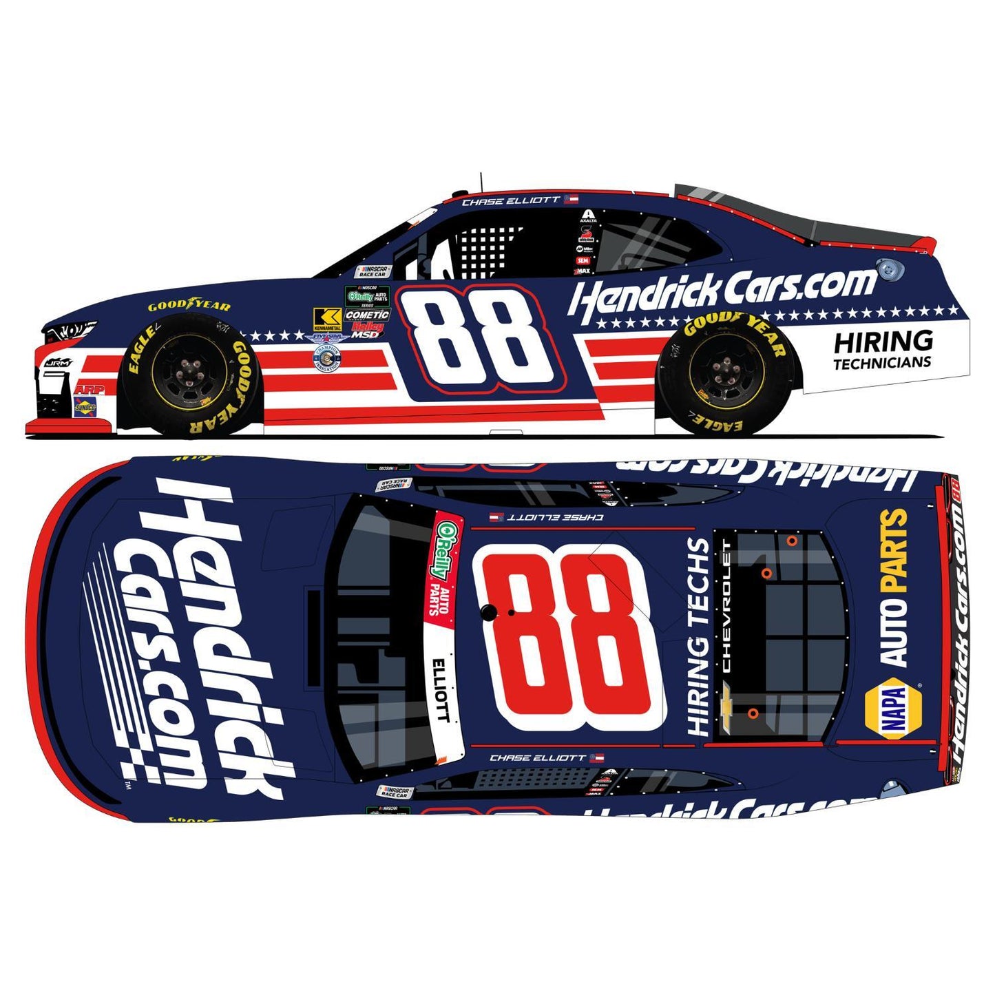 Chase Elliott #88 2026 HendrickCars.com Patriotic 1:64 Hard Top Die-Cast