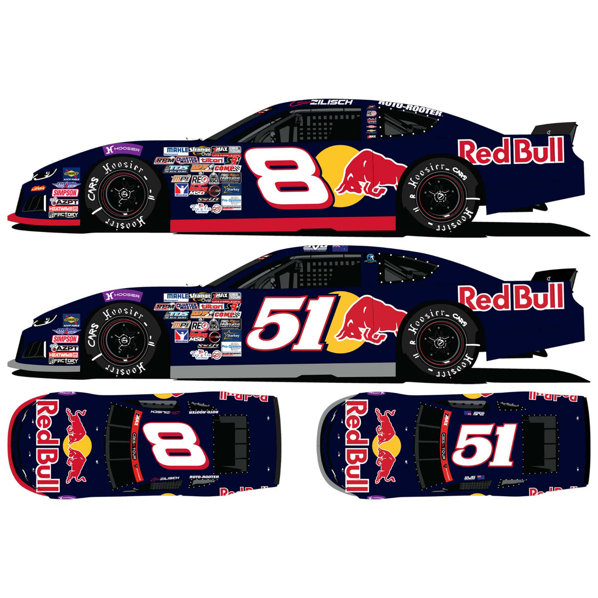 Connor Zilisch #8 / Shane van Gisbergen #51 2026 Red Bull 1:64 Hard Top Two-Car Die-Cast Set