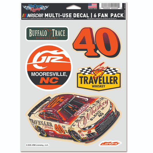 Justin Allgaier #40 2026 Traveller Whiskey Fan Pack Decal Set