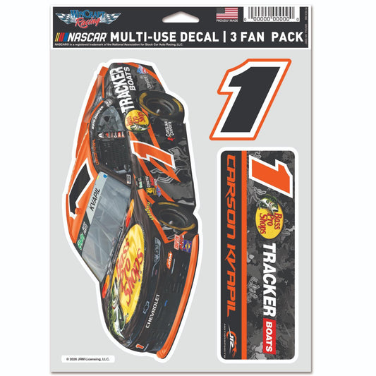 Carson Kvapil #1 Bass Pro Shops Multi-Use 3 Fan Pack Decal Set