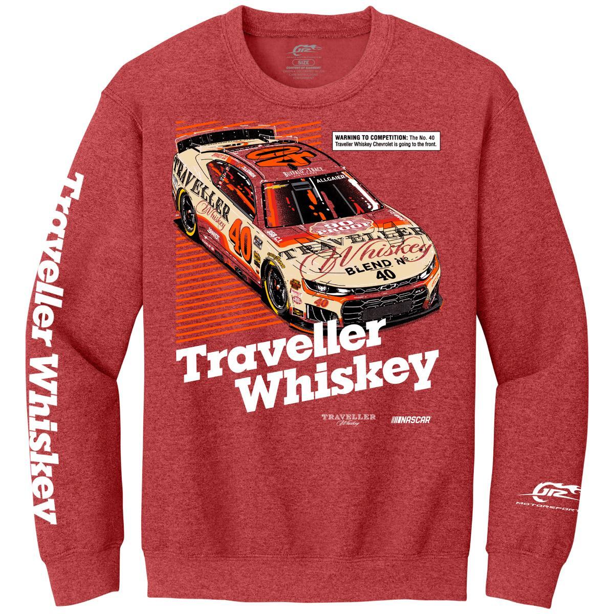 Justin Allgaier #40 Traveller Whiskey Scarlet Crewneck