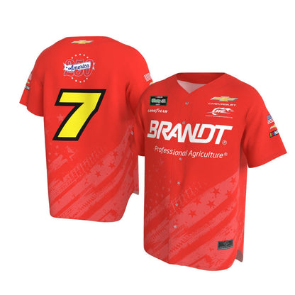 Justin Allgaier #7 Patriotic Brandt Sublimated Baseball Jersey