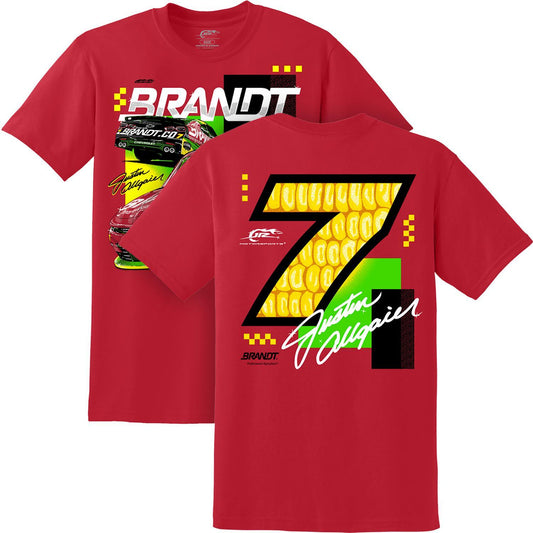 Justin Allgaier #7 2025 Brandt Red T-shirt