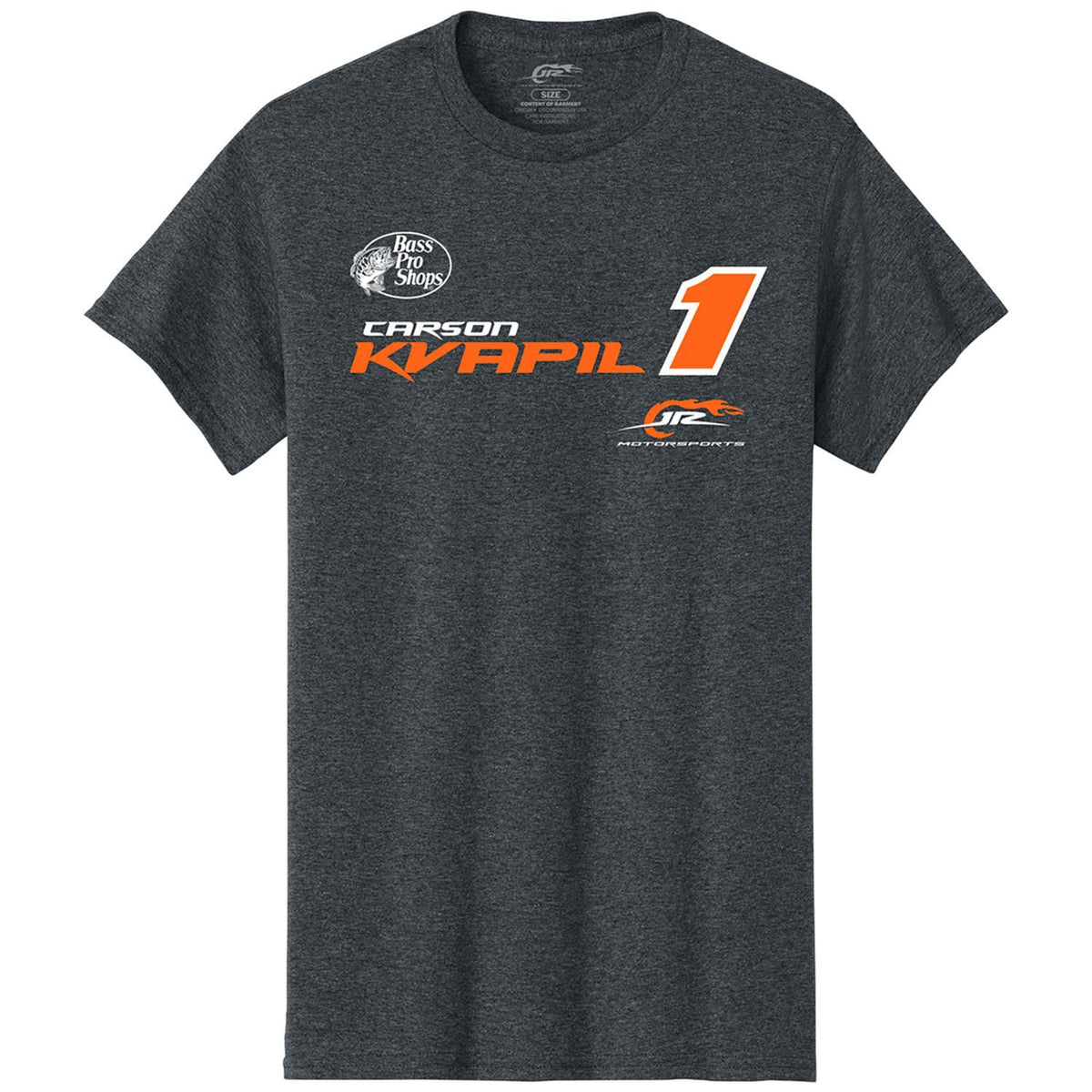 Carson Kvapil #1 Bass Pro Shops Dark Heather T-shirt