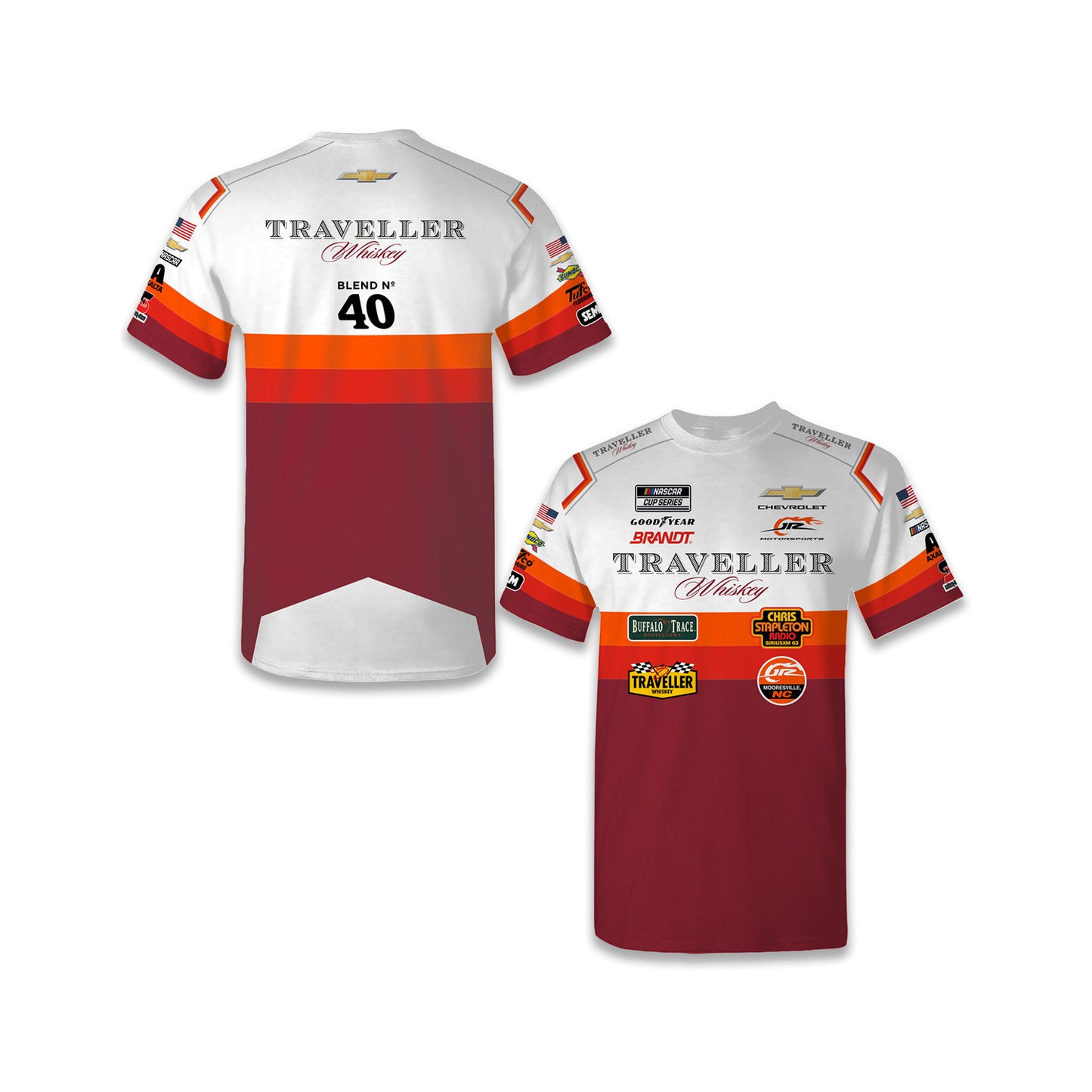 Justin Allgaier #40 Traveller Whiskey Sublimated Uniform T-shirt