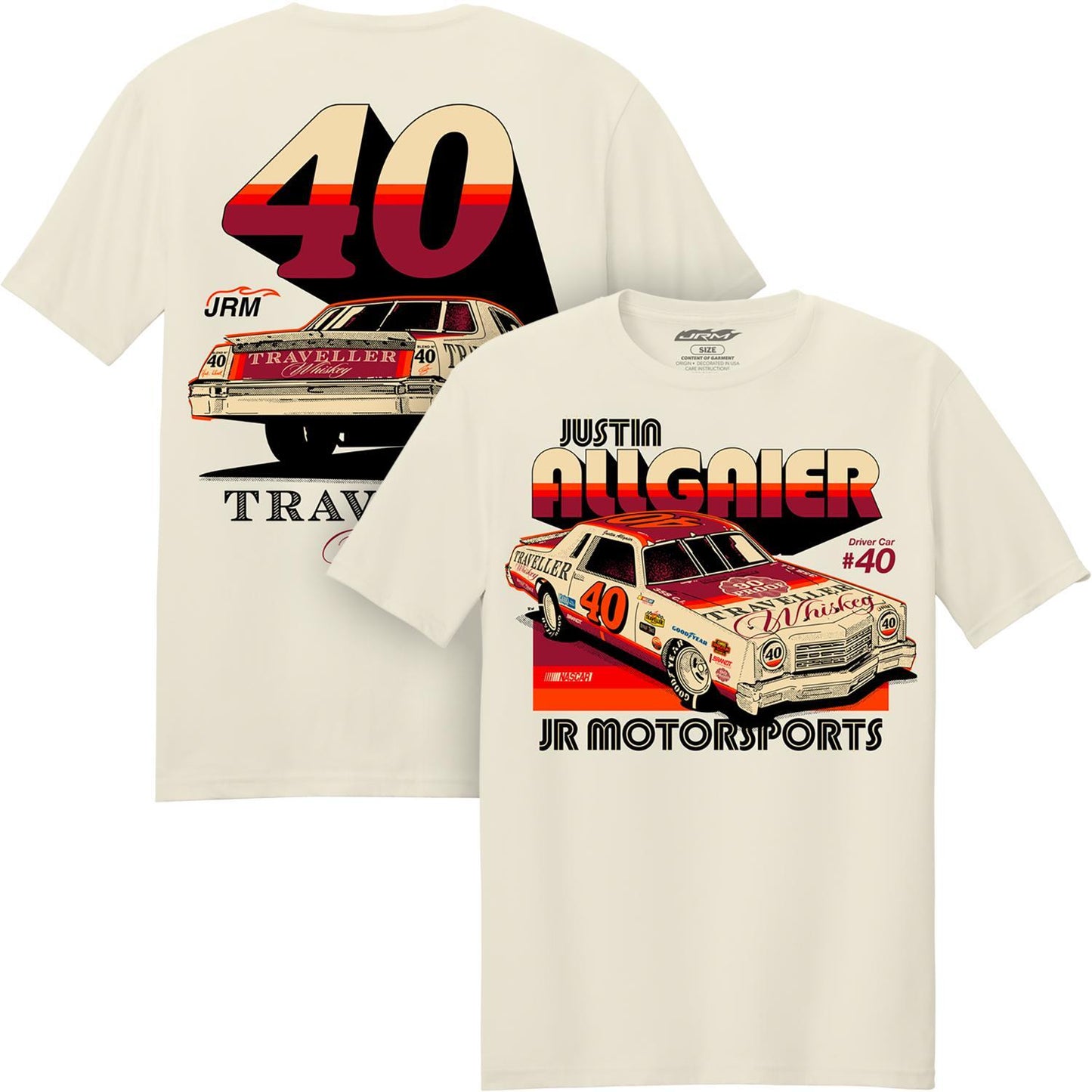 Justin Allgaier #40 Traveller Whiskey Natural T-shirt