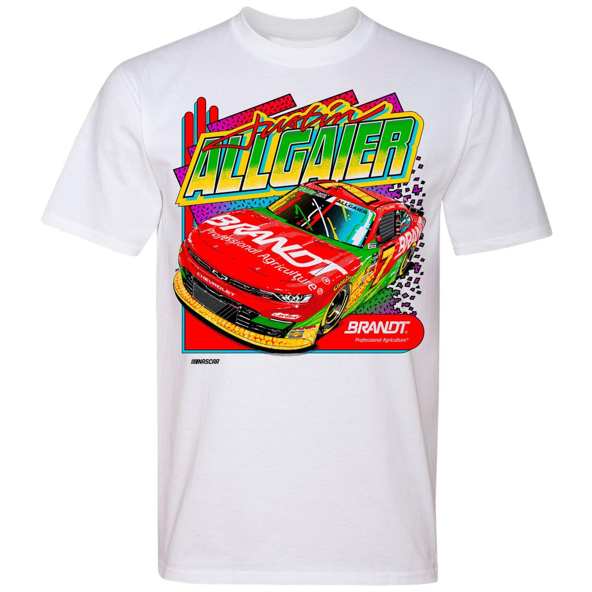 Justin Allgaier #7 Brandt Corn White T-shirt