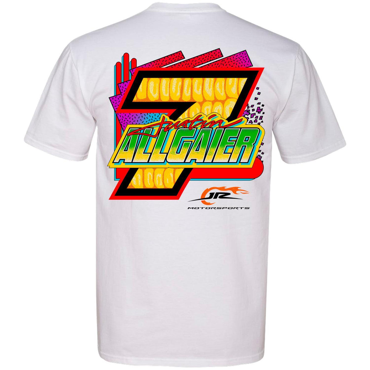 Justin Allgaier #7 Brandt Corn White T-shirt