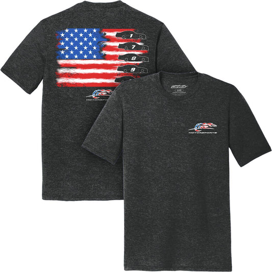 JR Motorsports Black Heather Flag T-shirt