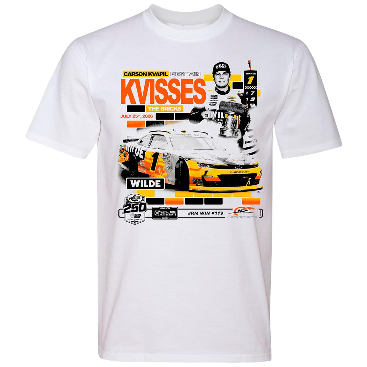 Carson Kvapil #1 2026 Indianapolis RACE WIN T-shirt - First Career Win