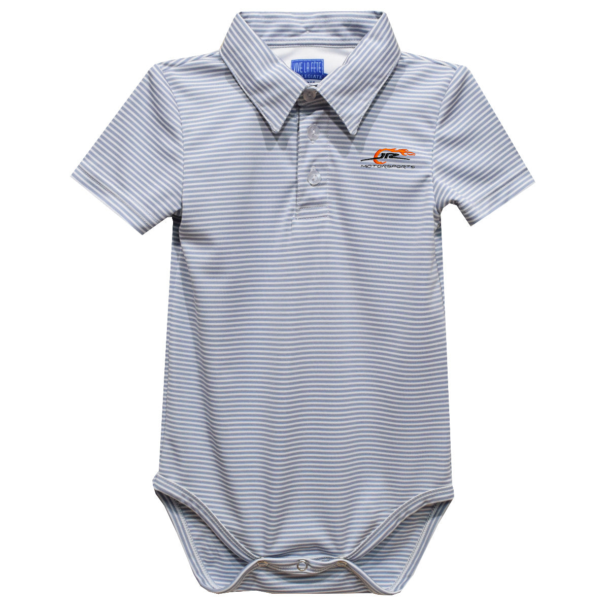 JR Motorsports Vive La Fete Polo Pencil Stripe Bodysuit - Gray