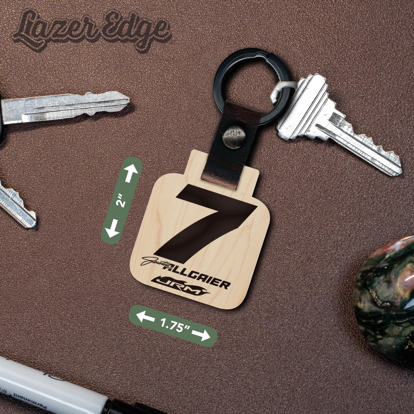 Justin Allgaier #7 Wooden Keychain